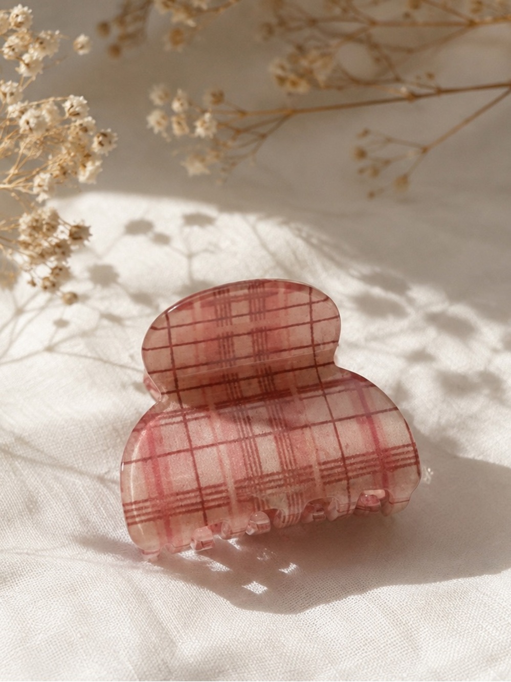 🆕💖Pink Plaid Mini Hair Claw Clip